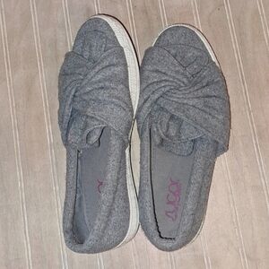 Sugar Girl Cute Bow Knot Detailing Causal Slip on Grey Sneakers